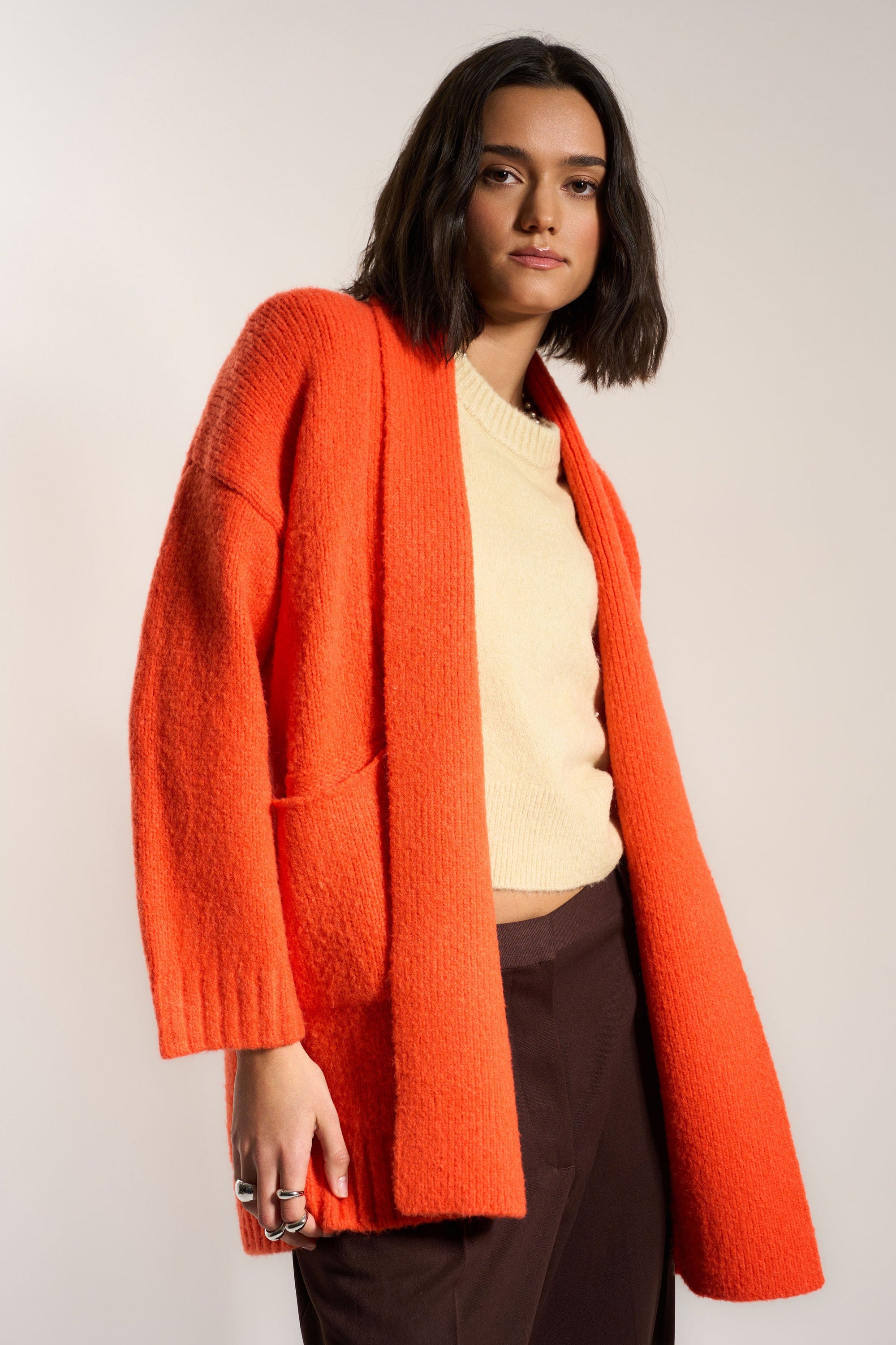 Callahan Knitwear - Juliet Cardigan - Red Orange -