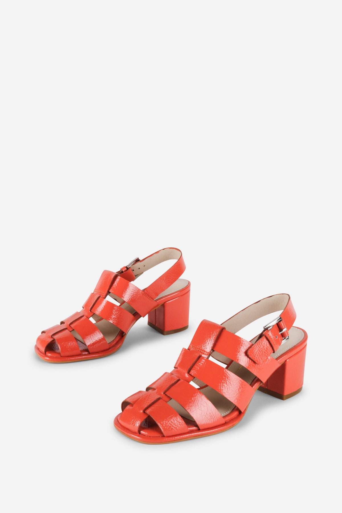 Intentionally Blank - July Fisherman Heel - CORAL CRINKLE PATENT LEATHER