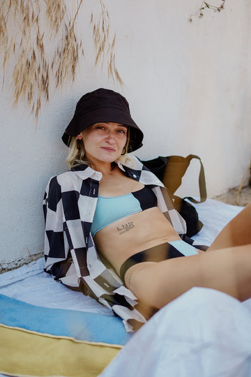 Anna Colorblock High-Cut Bikini - Aqua/Black - offe market
