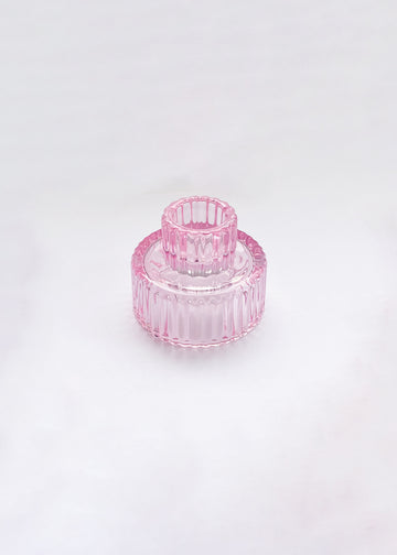 Glass Candle Holder - Pink - offe market