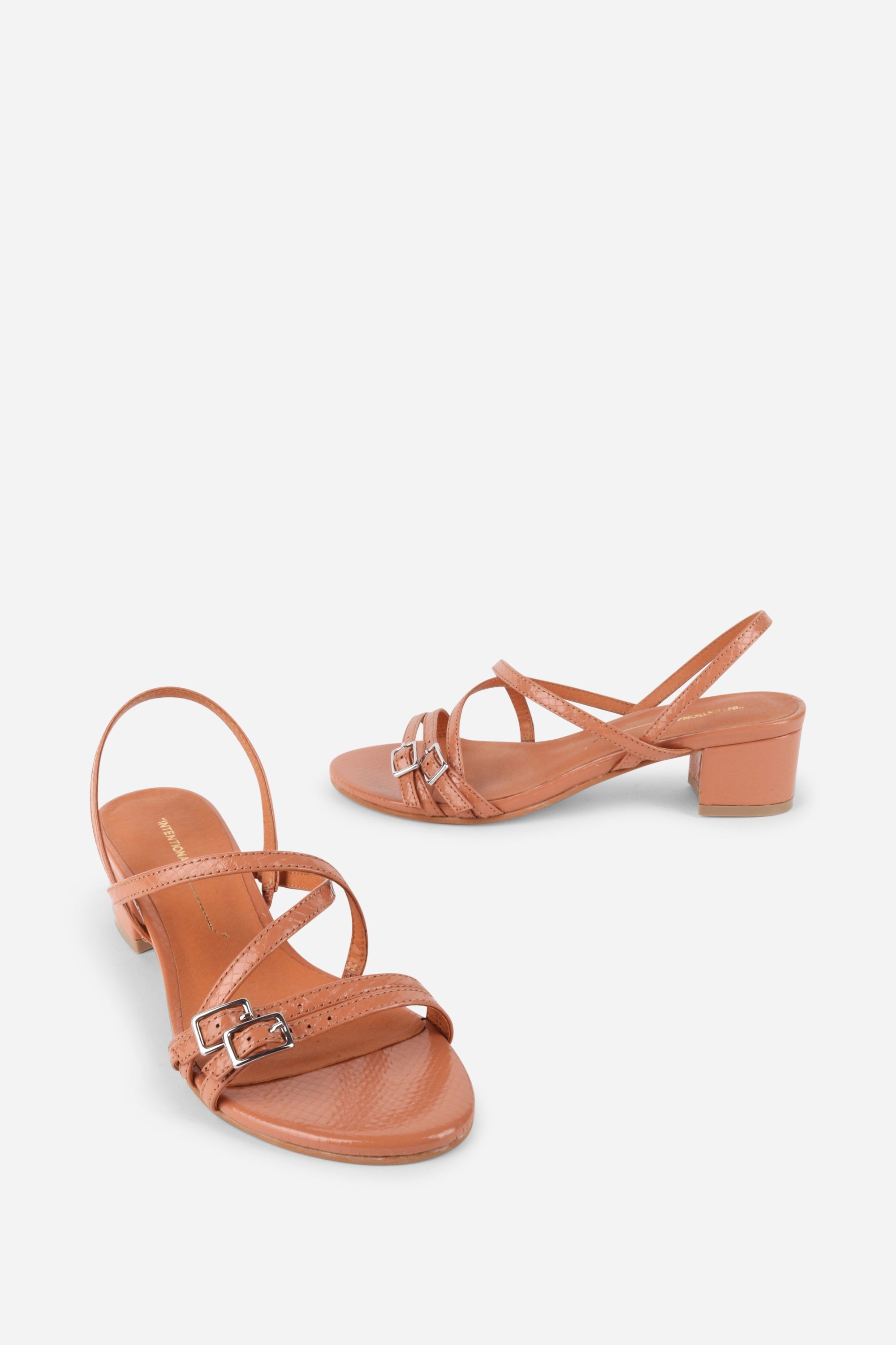 Intentionally Blank - Kariton Block Heel Sandal - TERRACOTTA EMBOSSED LEATHER