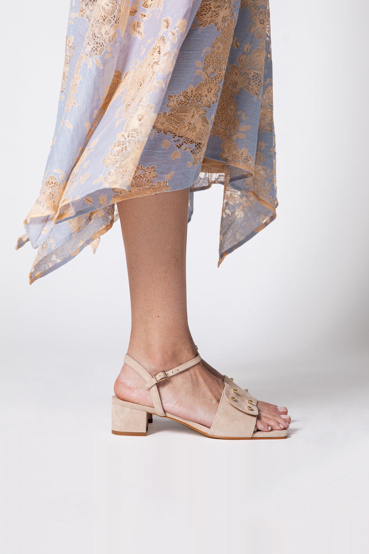Intentionally Blank - Karizma Block Heel Sandal - OATMILK KID SUEDE
