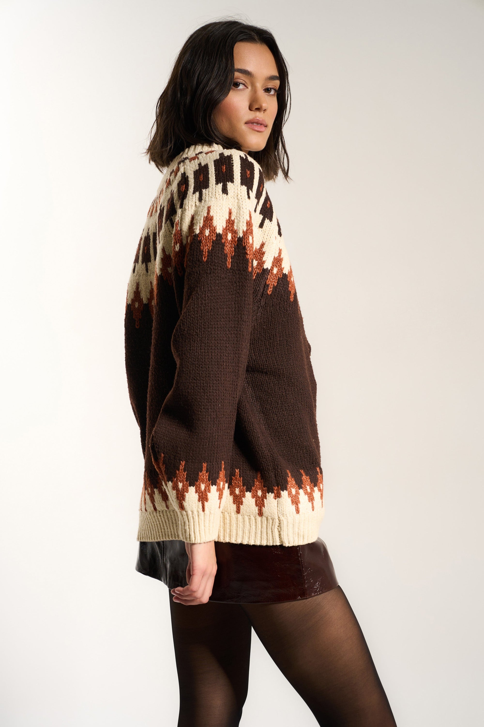 Callahan Knitwear - Kathleen Fair Isle Pullover - Chocolate -