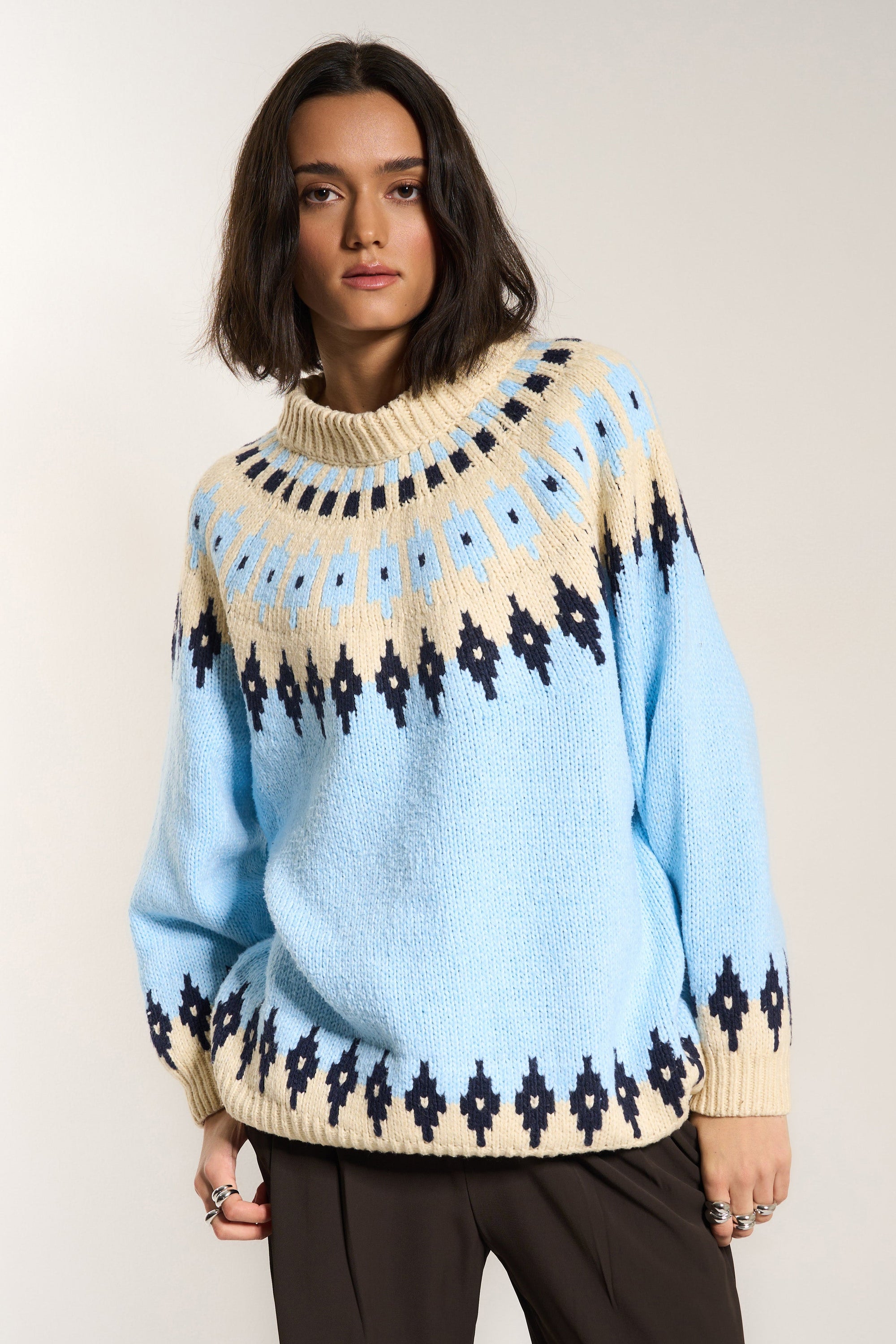 Callahan Knitwear - Kathleen Fair Isle Pullover - Sky -