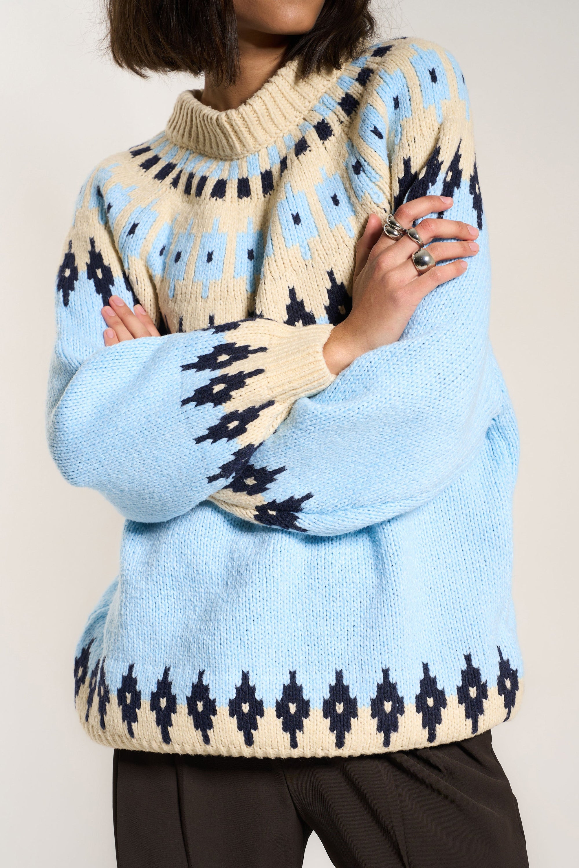 Callahan Knitwear - Kathleen Fair Isle Pullover - Sky -