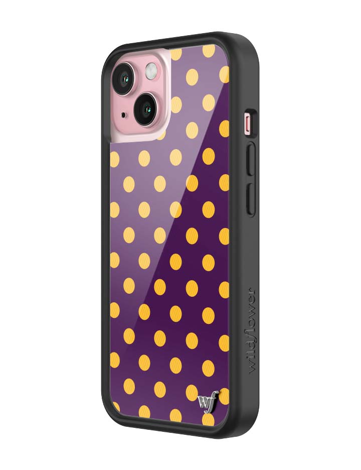 Wildflower iPhone case 15 Polka Dot | Purple and Yellow Cute