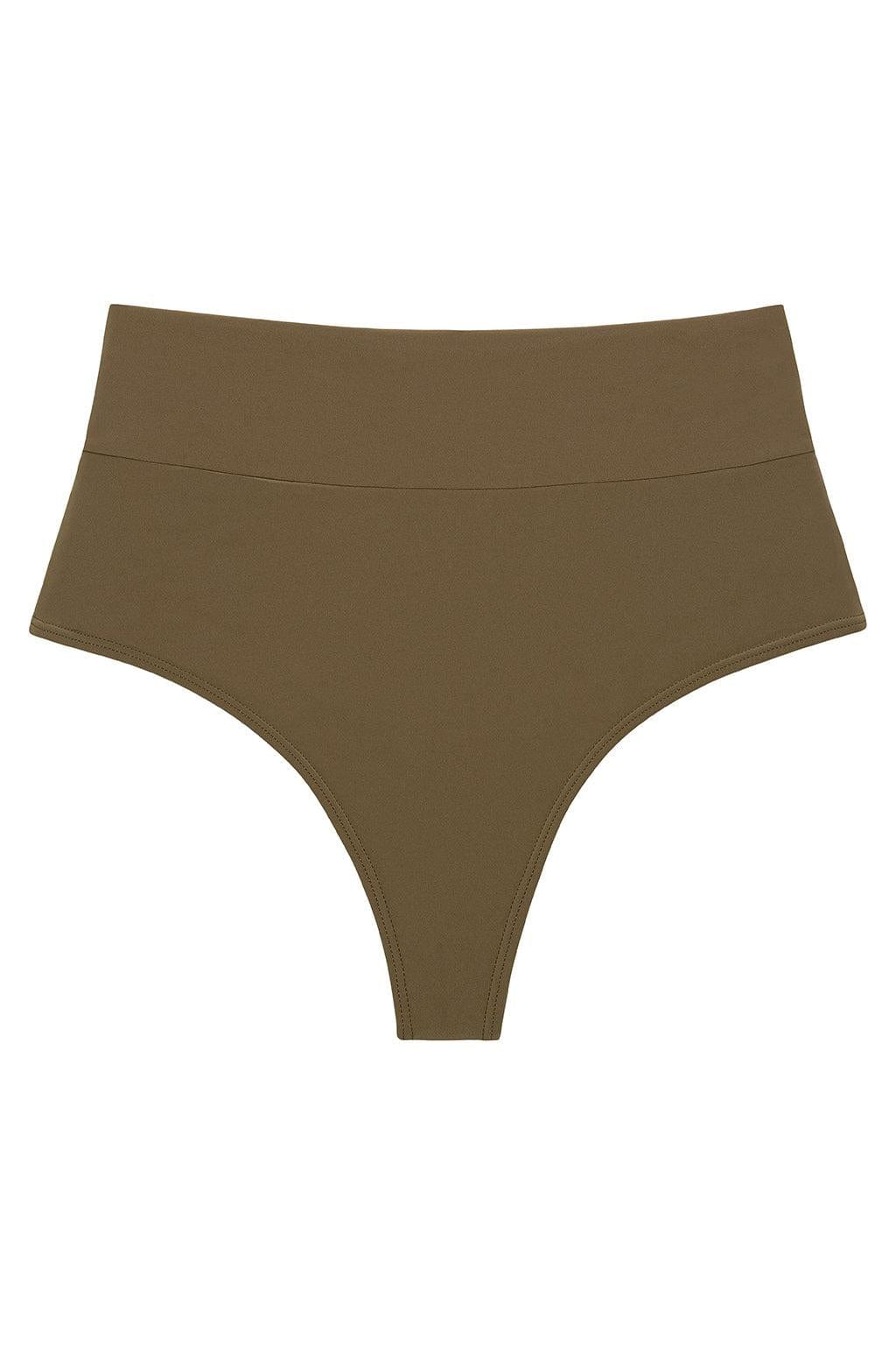 Montce - Khaki Added Coverage High Rise Bikini Bottom -