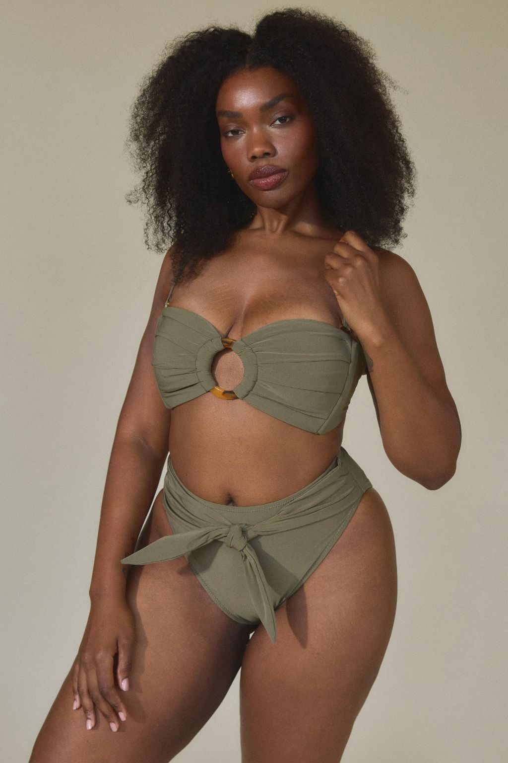 Montce - Khaki Paula Tie-Up Bikini Bottom -
