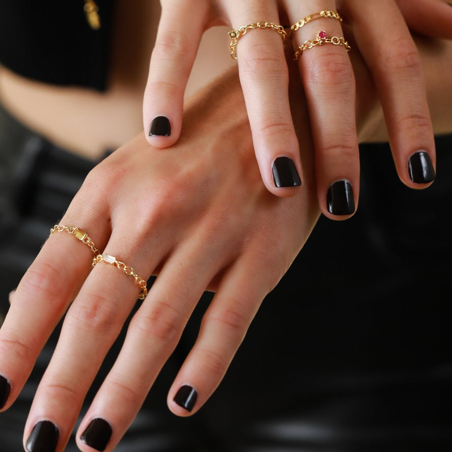 Leeada - Cadena Gem Ring - Gold Aquamarine -