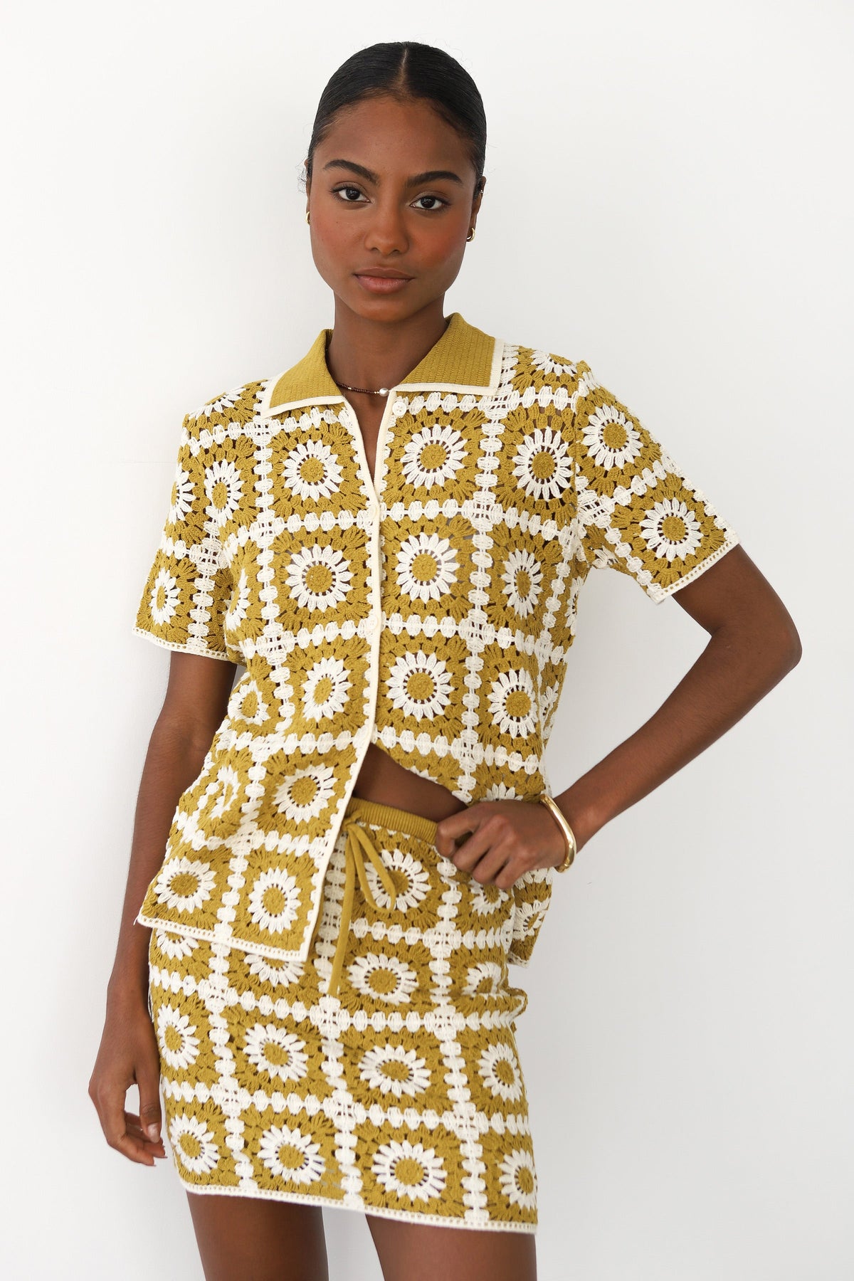 Leonor Crochet Mini Skirt - Bronze