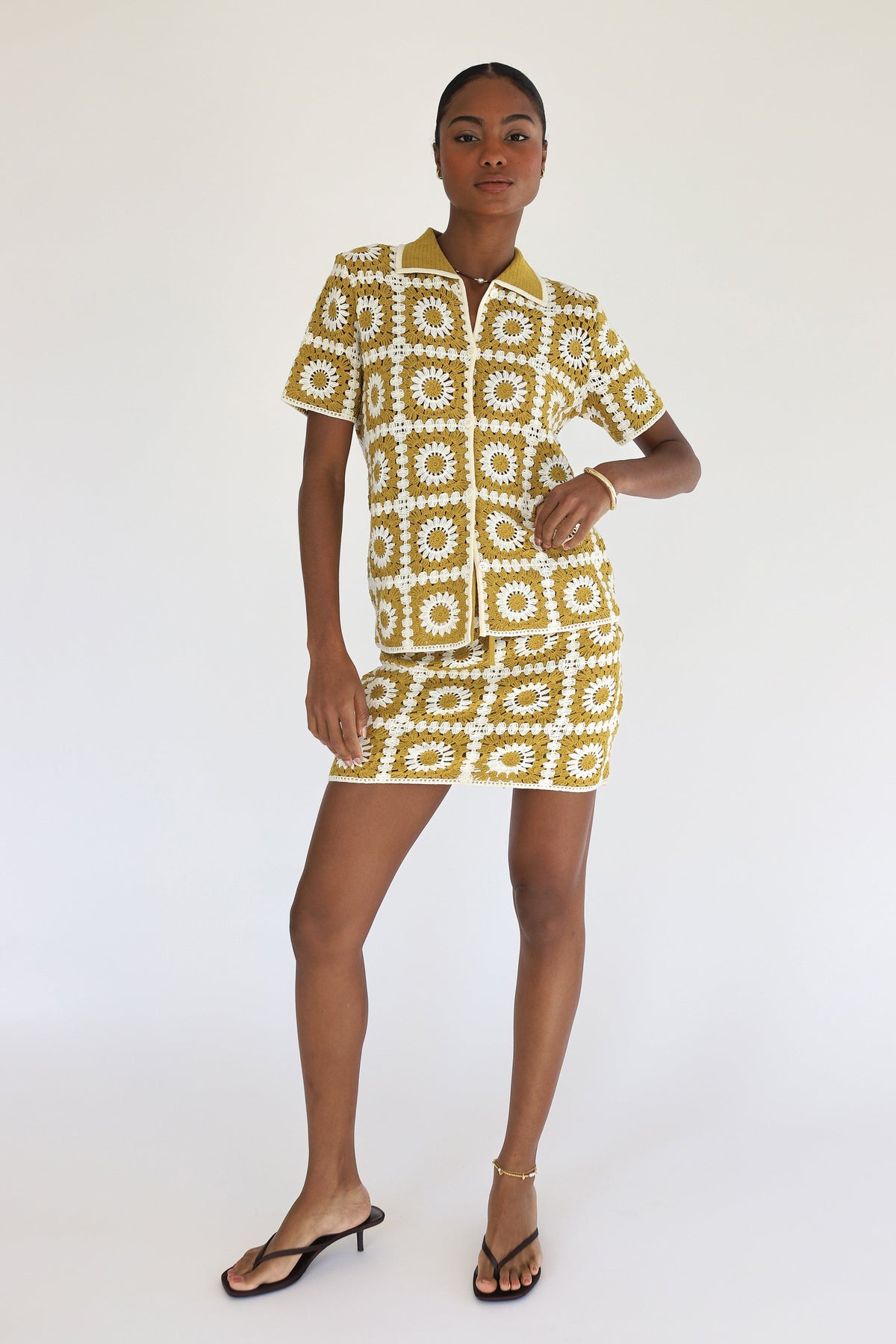 Leonor Crochet Mini Skirt - Bronze