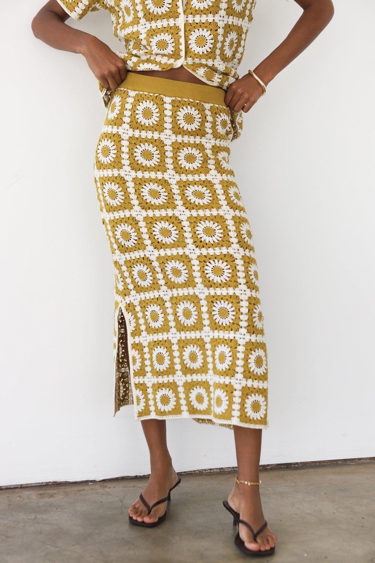 Leonor Crochet Maxi Skirt - Bronze