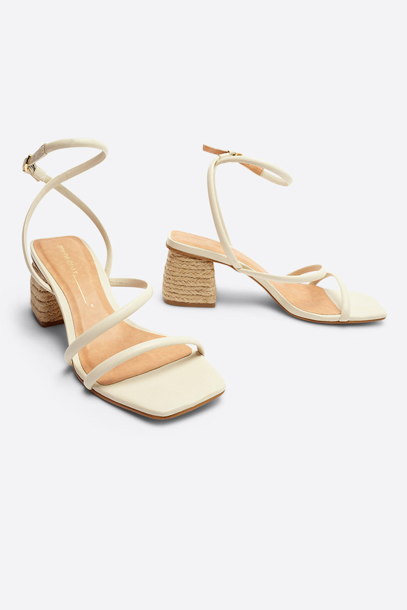 Intentionally Blank - Limo Heeled Sandal - CREAM LEATHER