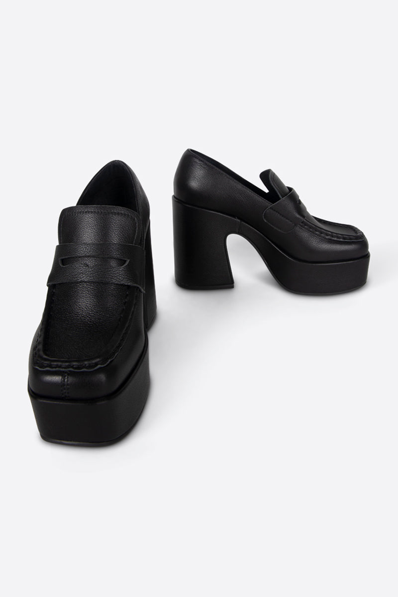 Lindo Leather Loafer Platform Heel