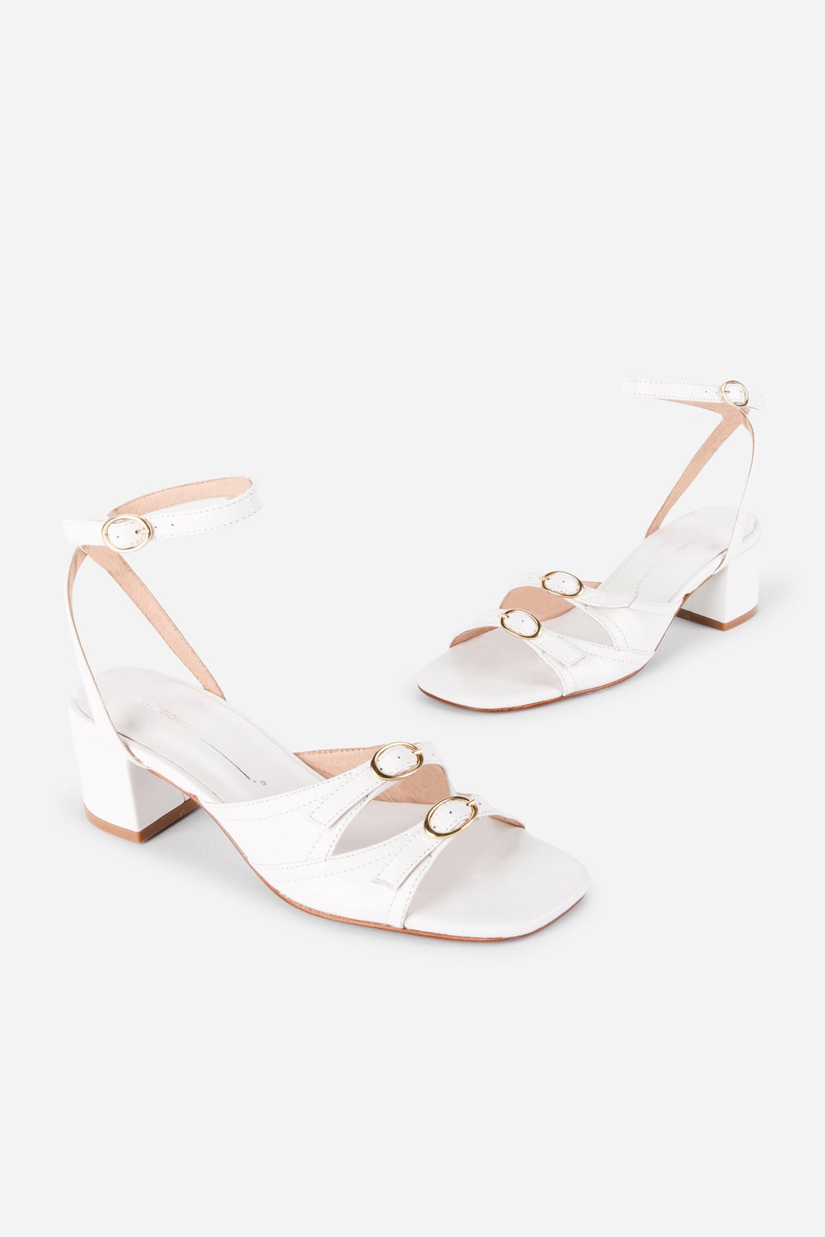 Intentionally Blank - Lingo Block Heel Sandal - WHITE LEATHER