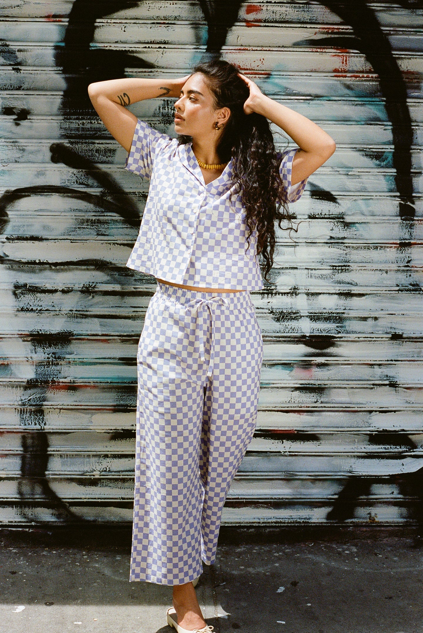 WRAY - Long Lounge Set - Lilac Check -