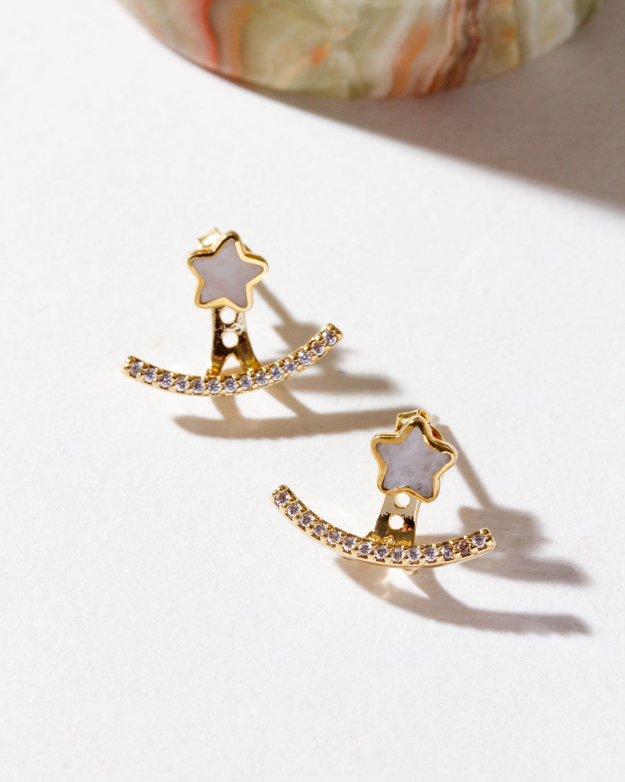 Luna Norte - 14KT Sterling Silver Twilight Cluster Post Front Back Earrings -