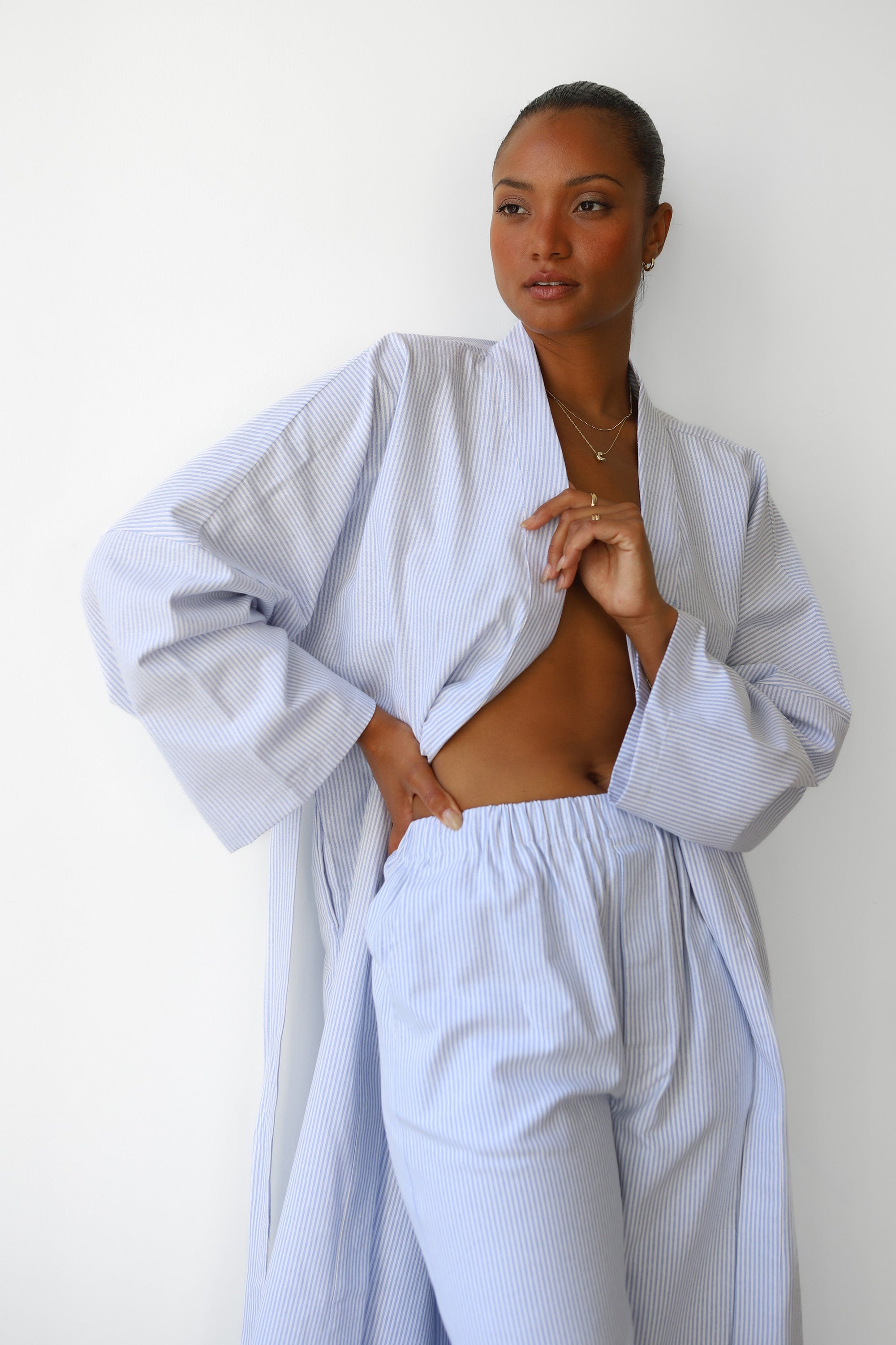 The Pinstripe Boxer Pant - Sky