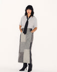 Loti - Juana Column Midi Skirt - Grey Patchwork -