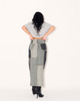 Loti - Juana Column Midi Skirt - Grey Patchwork -