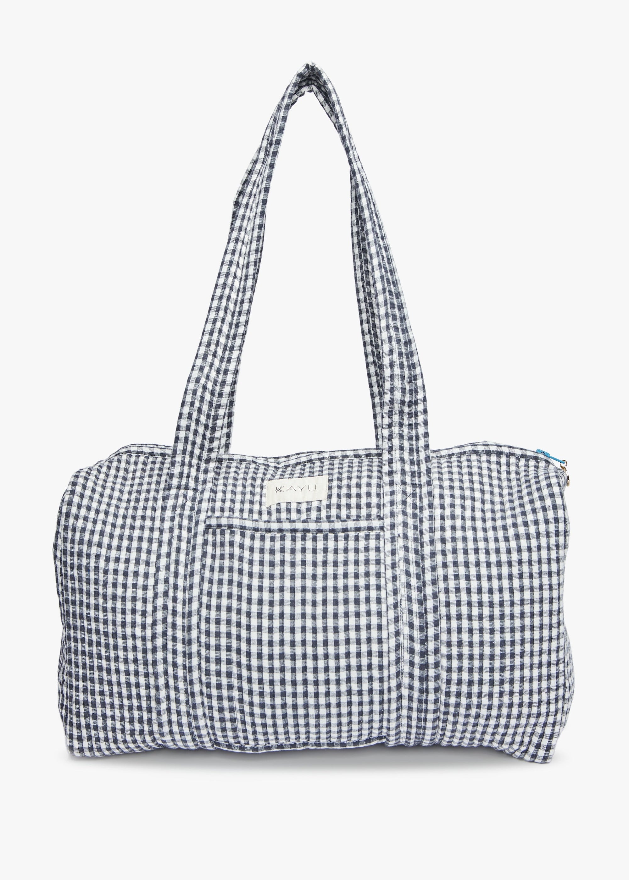 Kayu - Daphne Travel Weekender Zip Tote Bag - Black Gingham