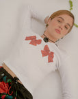 Lisa Says Gah - Dana Long Sleeve Tee - White/Bows -
