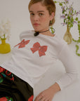 Lisa Says Gah - Dana Long Sleeve Tee - White/Bows -