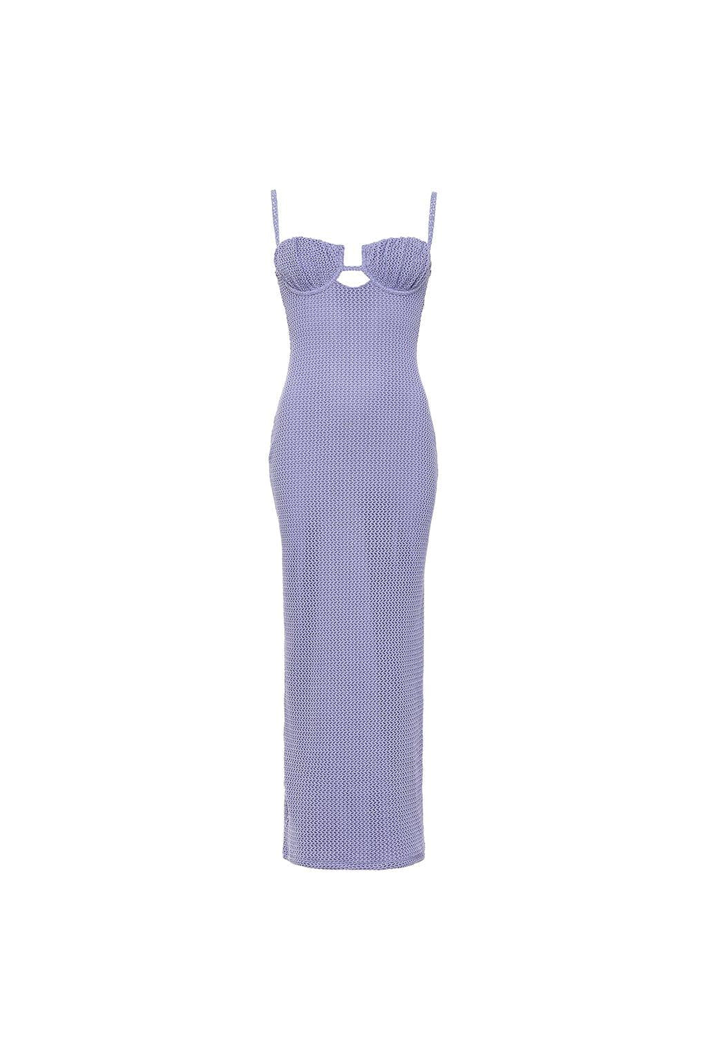 Montce - Lavender Crochet Petal Long Slip Dress -