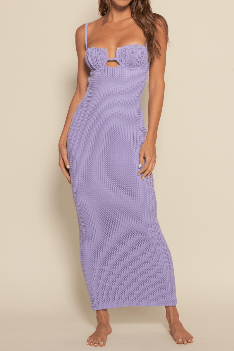 Montce - Lavender Crochet Petal Long Slip Dress -