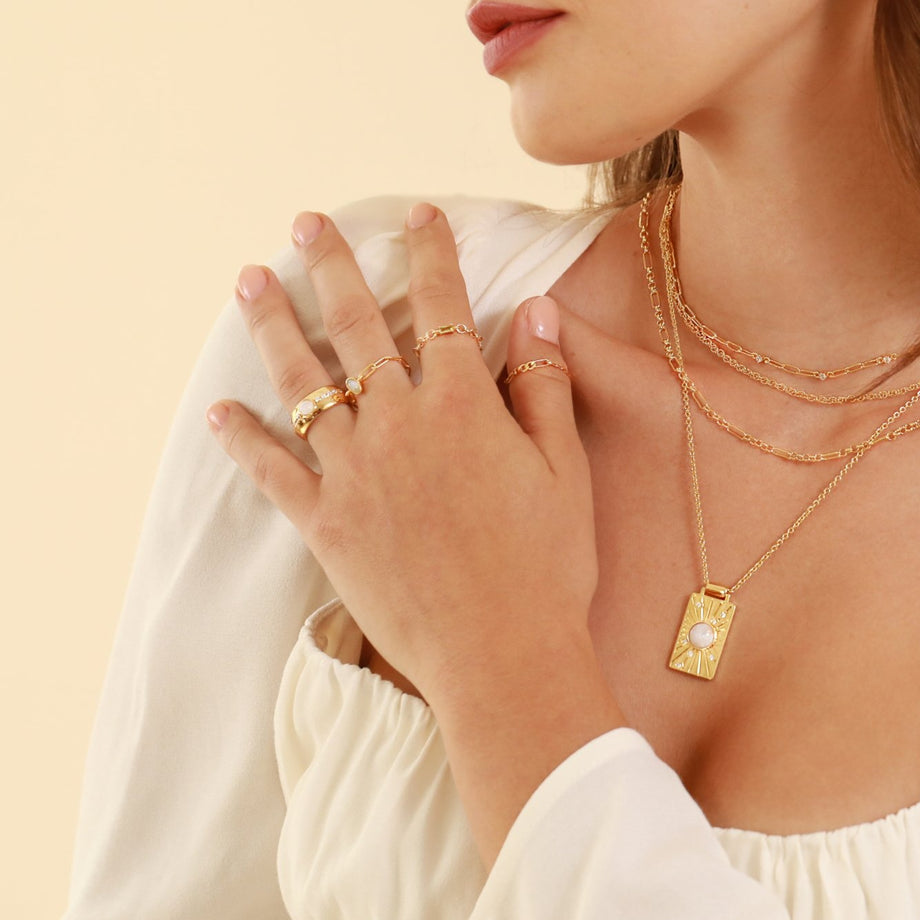 Leeada - Reign Ring - Gold Moonstone -