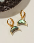 Luna Norte - Crescent Horn Huggie Hoop Earring - Labradorite