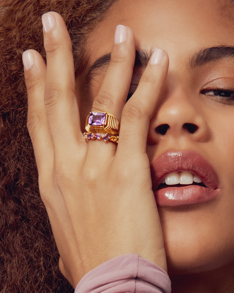 Luv Aj - The Caroline Step-Cut Ring- Amethyst -