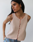 Callahan Knitwear - Mala Stitch Tank - Lychee -