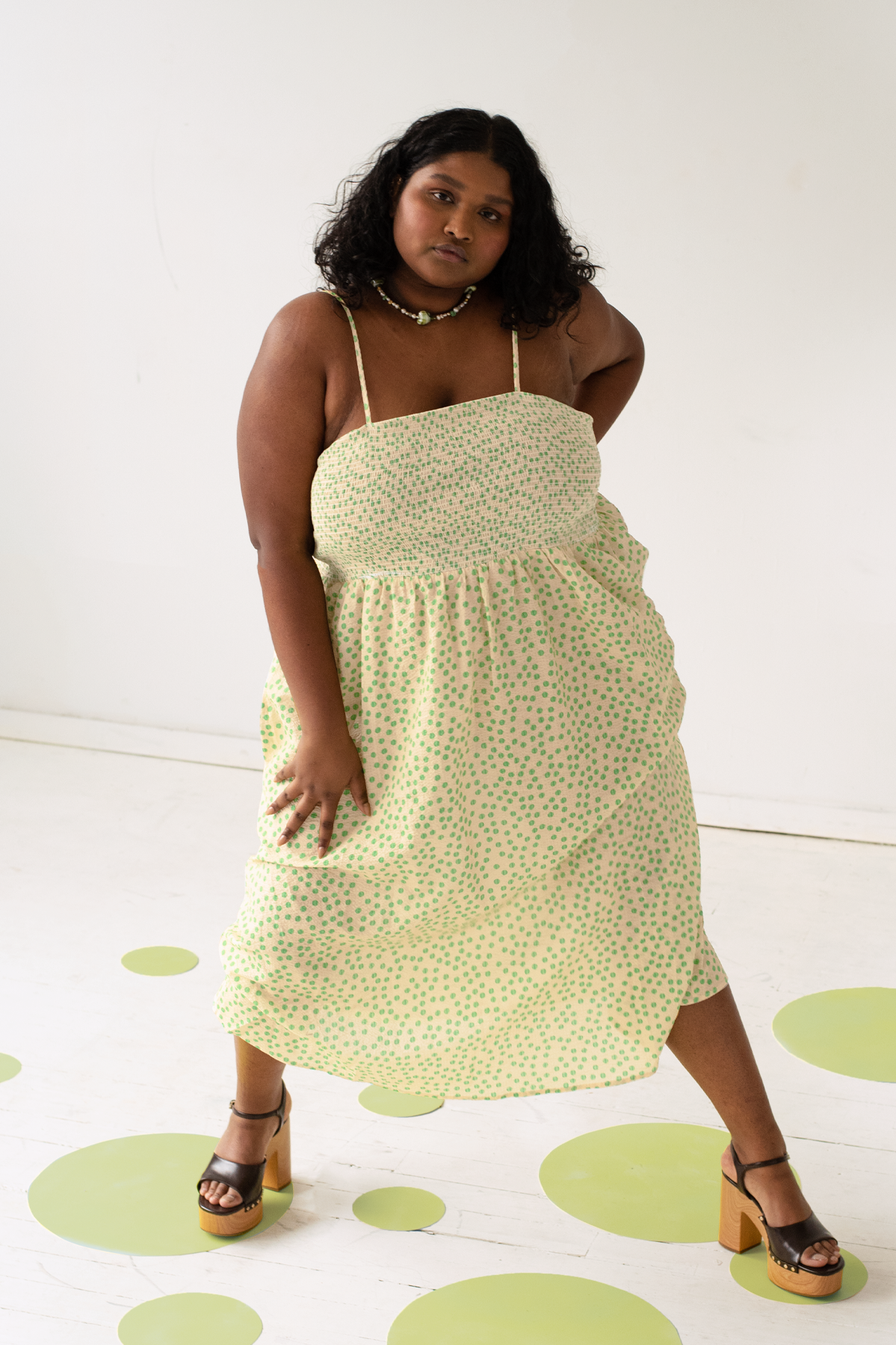 WRAY - Marais Dress - Pistachio Dot -