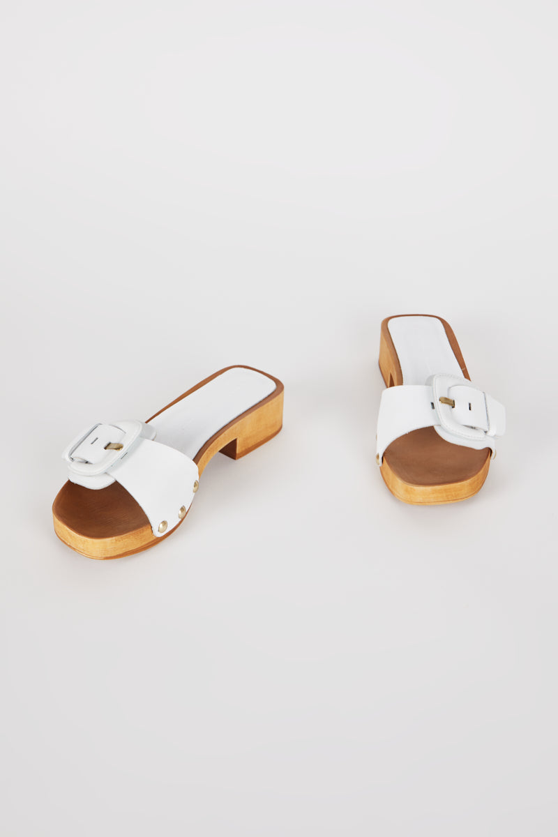 Intentionally Blank - Mar Leather Clog - WHITE LEATHER