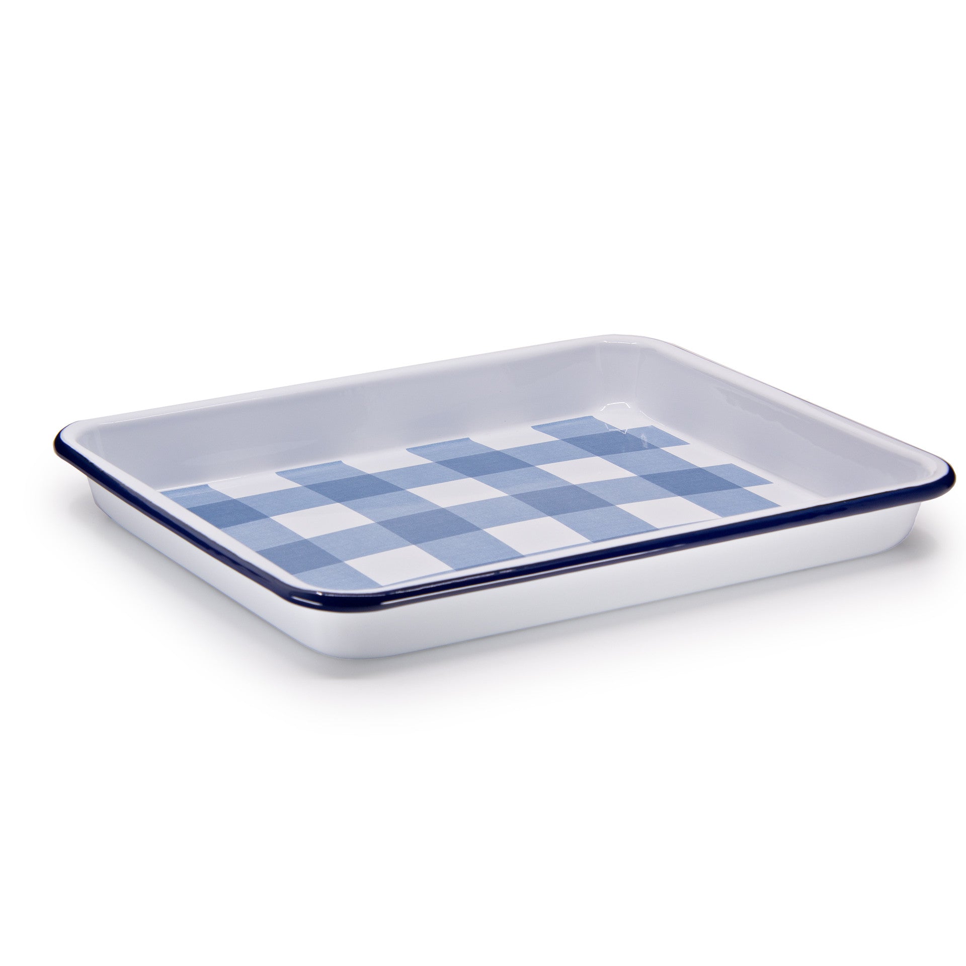 Crow Canyon Home - Max Humphrey x CCH Gingham Small Rectangle Tray - Blue -