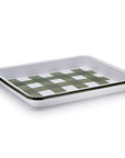 Crow Canyon Home - Max Humphrey x CCH Gingham Small Rectangle Tray - Forest Green -