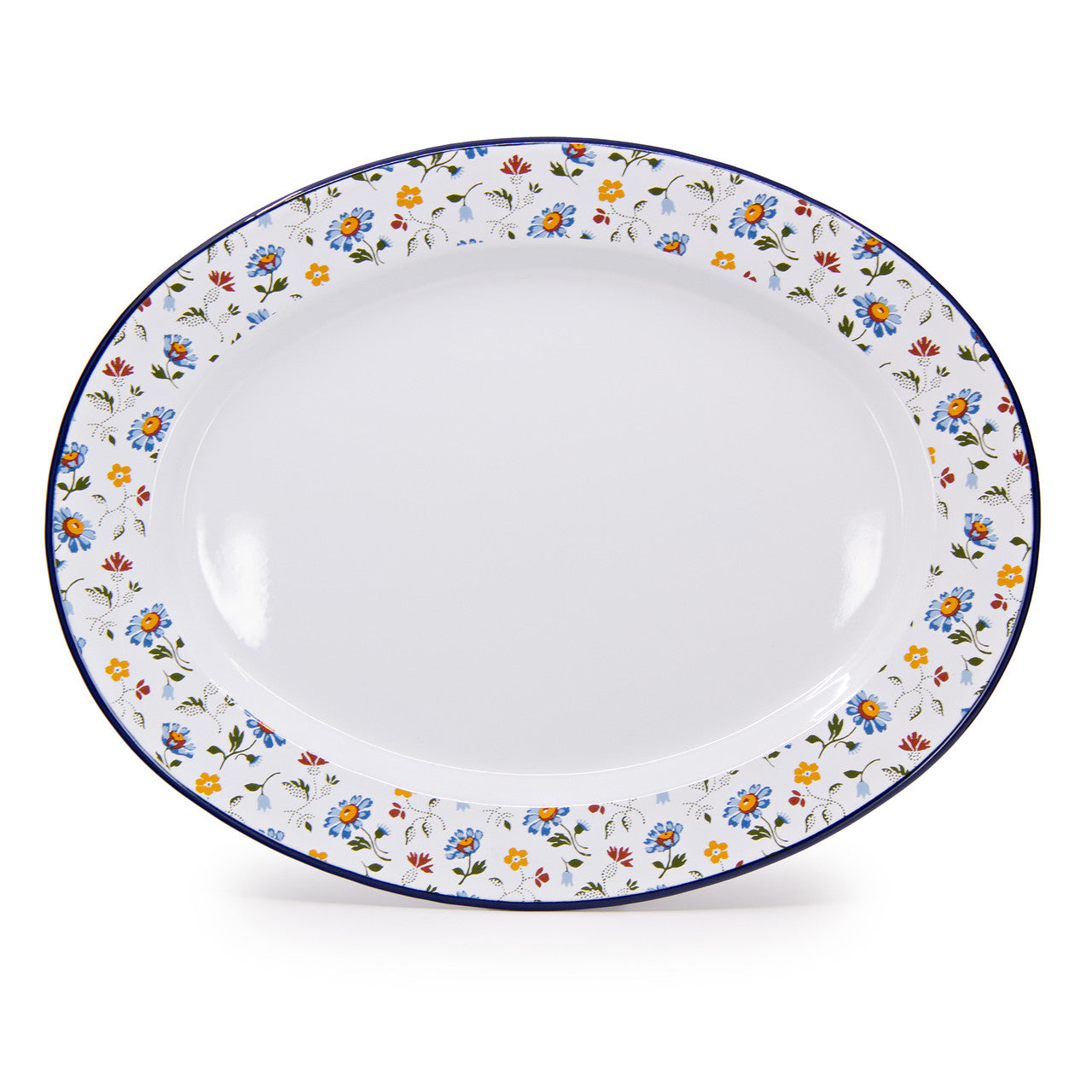 Crow Canyon Home - Max 12 Humphrey x CCH Flowers Small 14 inch Oval Tray, Blue -