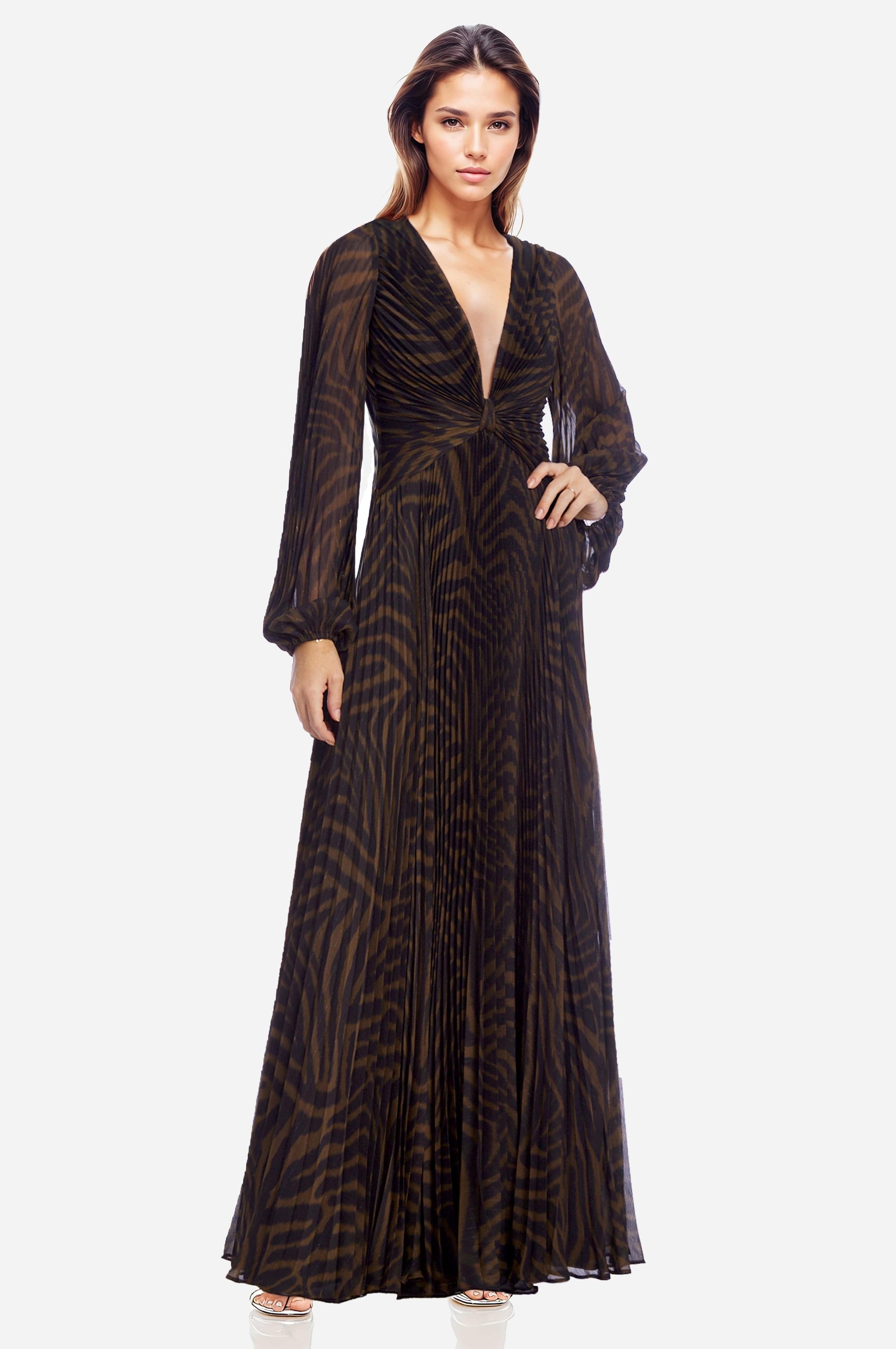 The Kennedy - Long Sleeve Pleated Gown