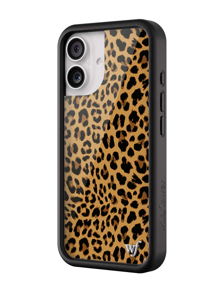 Wildflower iPhone case 17 Meow Leopard Black Tan