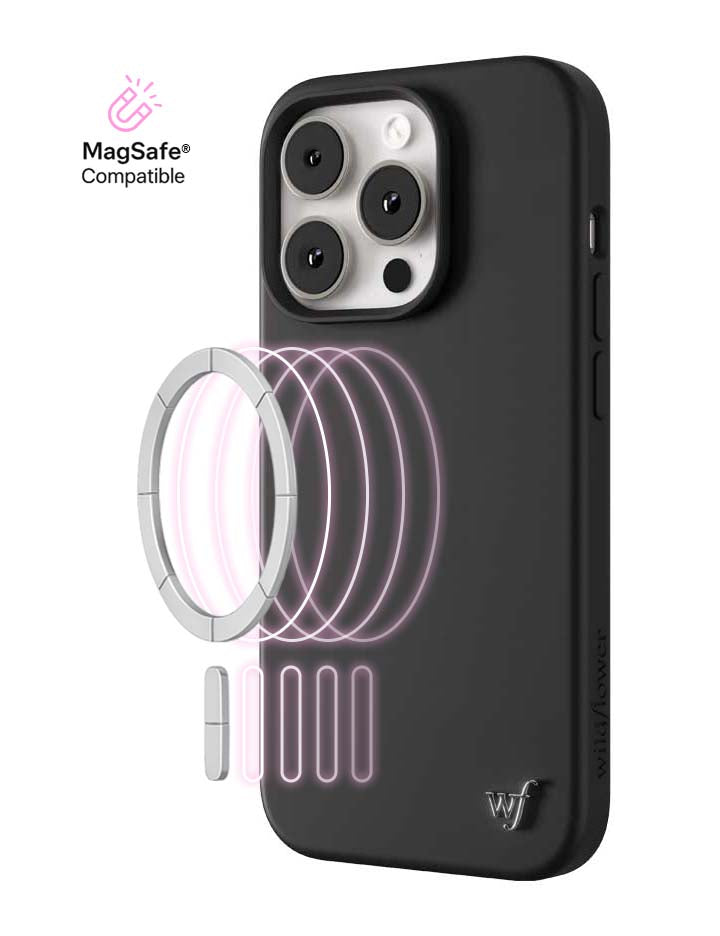 Wildflower iPhone case 14 Pro Black MagSafe Sleek Black