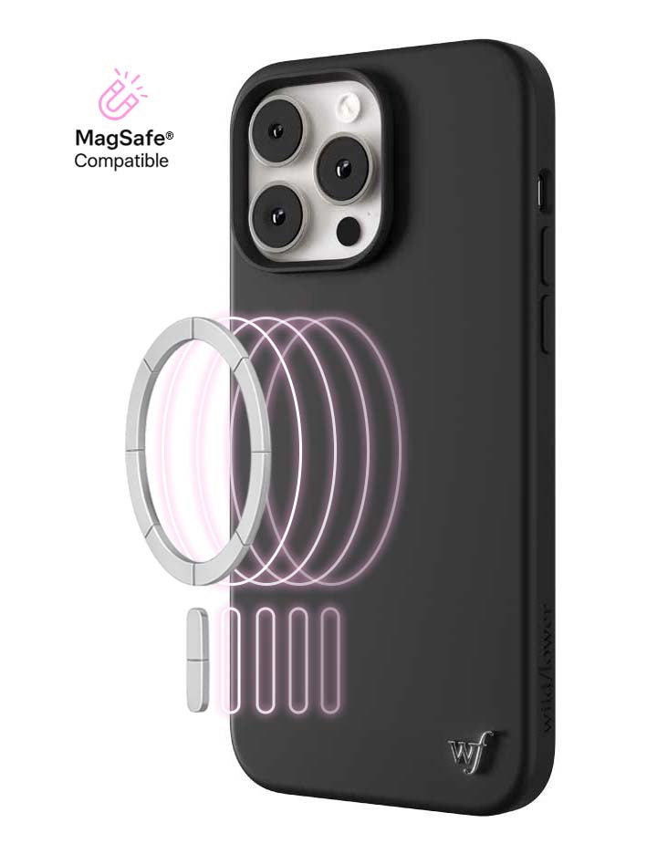 Wildflower iPhone case 14 Pro Max Black MagSafe Sleek Black