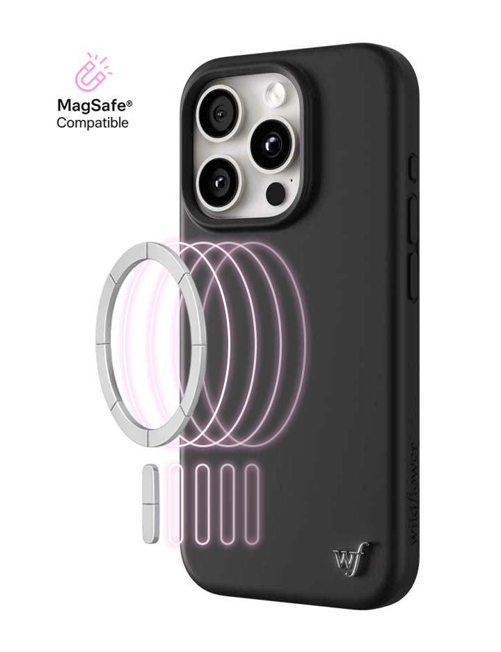 Wildflower iPhone case 15 Pro Black MagSafe Sleek Black