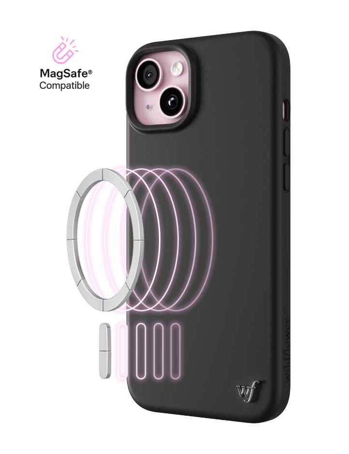 Wildflower iPhone case 15 Plus Black MagSafe Sleek Black
