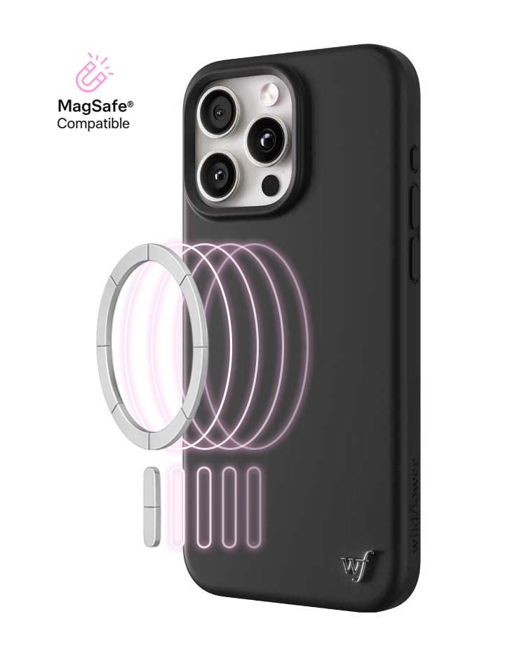 Wildflower iPhone case 15 Pro Max Black MagSafe Sleek Black