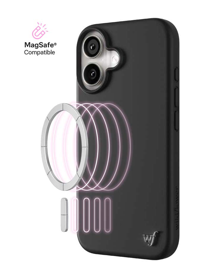 Wildflower iPhone case 16 Black MagSafe Sleek Black