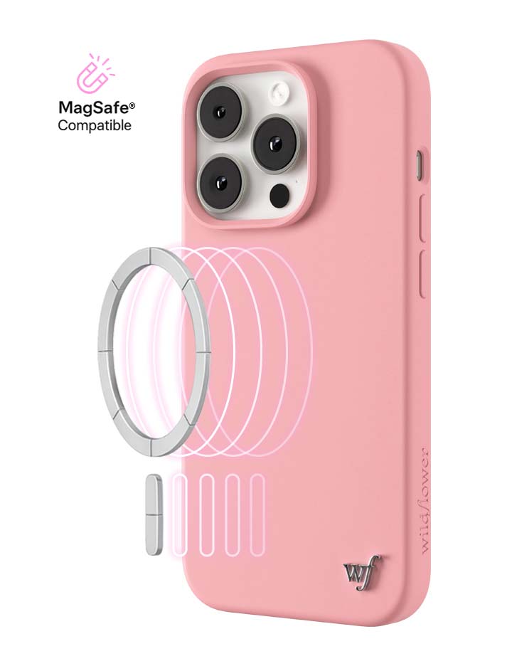 Wildflower iPhone case 14 Pro Pink MagSafe Sleek Pink