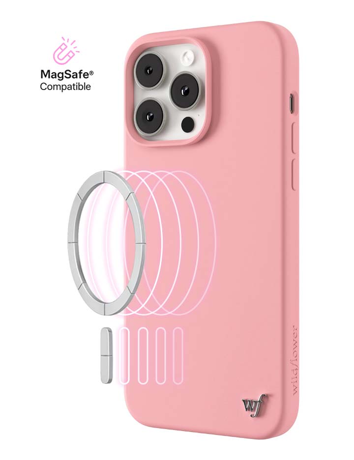 Wildflower iPhone case 14 Pro Max Pink MagSafe Sleek Pink