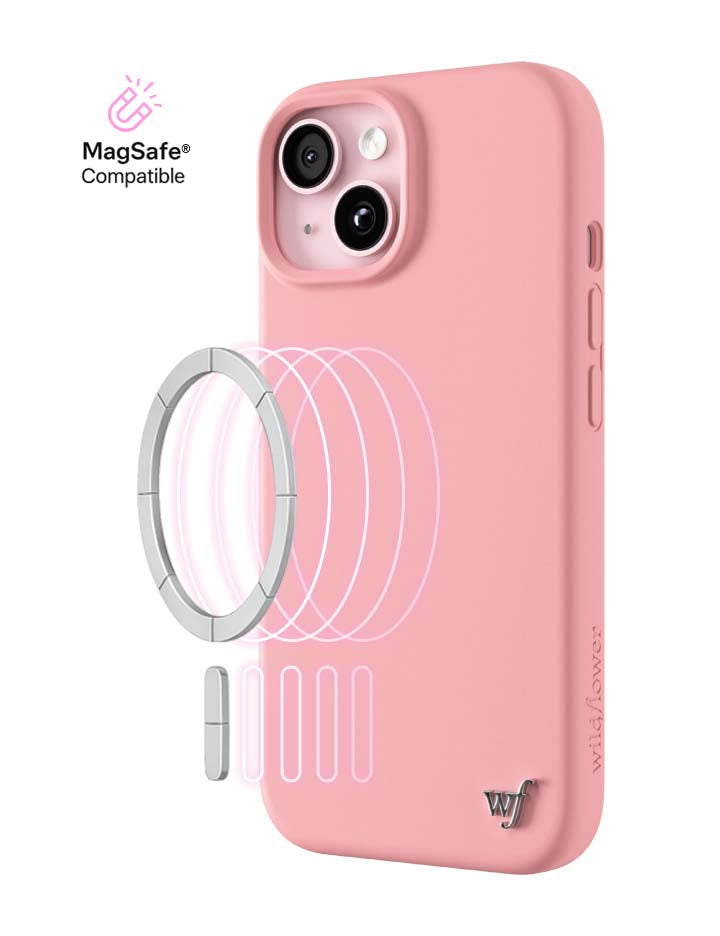 Wildflower iPhone case 15 Pink MagSafe Sleek Pink