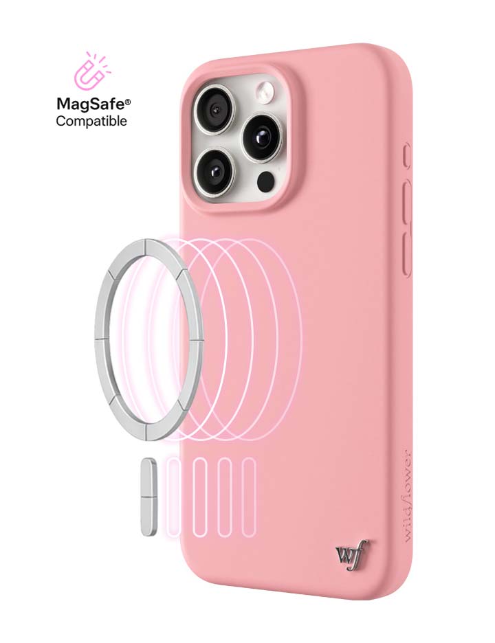 Wildflower iPhone case 15 Pro Max Pink MagSafe Sleek Pink
